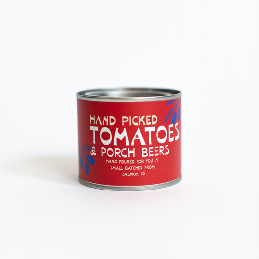 Fresh picked tomatoes & Porch beers camp tin